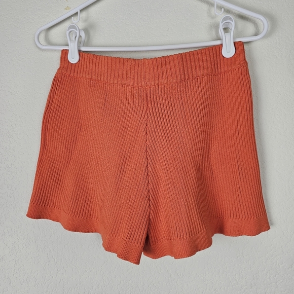 BY.DYLN Eadie Rib Knit Shorts Bright Orange High Rise Size M - Picture 4 of 9